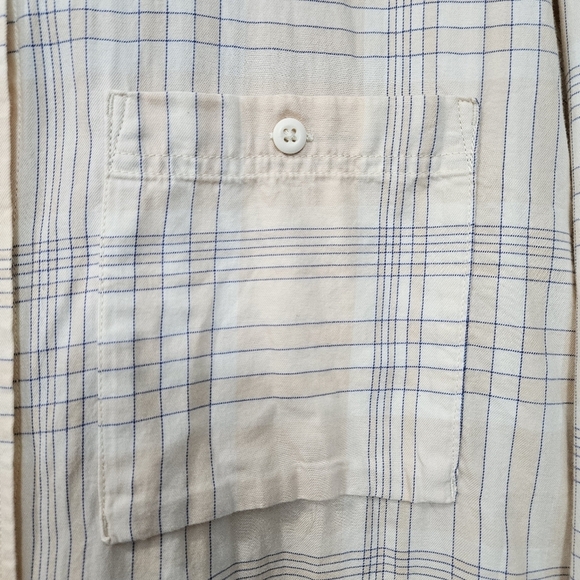 REI Long Sleeve Button Up Cotton Shirt-Plus Size 2x-Peach, Cream, Blue Plaid - Picture 4 of 6